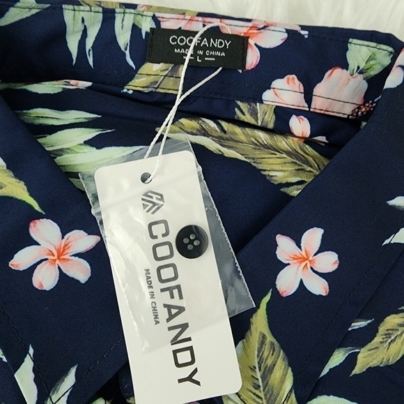 COOFANDY Men's Floral Hawaiian Shirt Short Sleeve Casual Button Down Tro… - Picture 8 of 8
